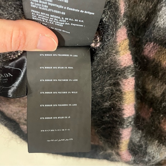 PRADA Maglieria Mohair Wool Windowpane Short Sleeve Sweater - Picture 12 of 15